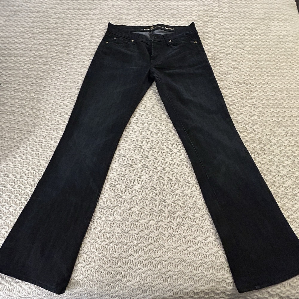 7 for all mankind bootcut jeans Women's Sz 30 31" Inseam dark blue denim MINT
